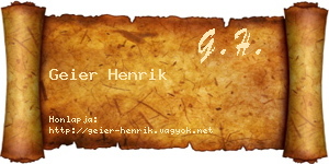 Geier Henrik névjegykártya